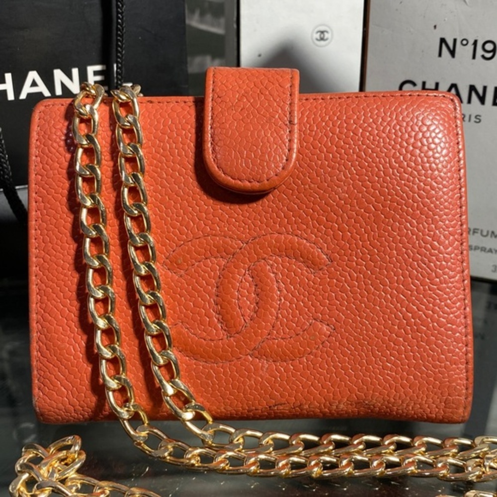 Authentic Rare Chanel Timeless CC Caviar Leather Purse Wallet